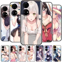 anime sexy for huawei p50 p40 p30 p20 10 9 8 lite e pro plus phone case soft black cover cases