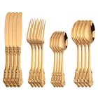 Набор золотых столовых приборов из нержавеющей стали 304, столовый нож, вилка и чайная ложка, набор столовых приборов, Прямая поставка