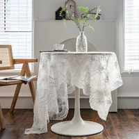 british white jacquard fashion tablecloth large size sofa kitchen dining room furniture dust cover christmas wedding decoration