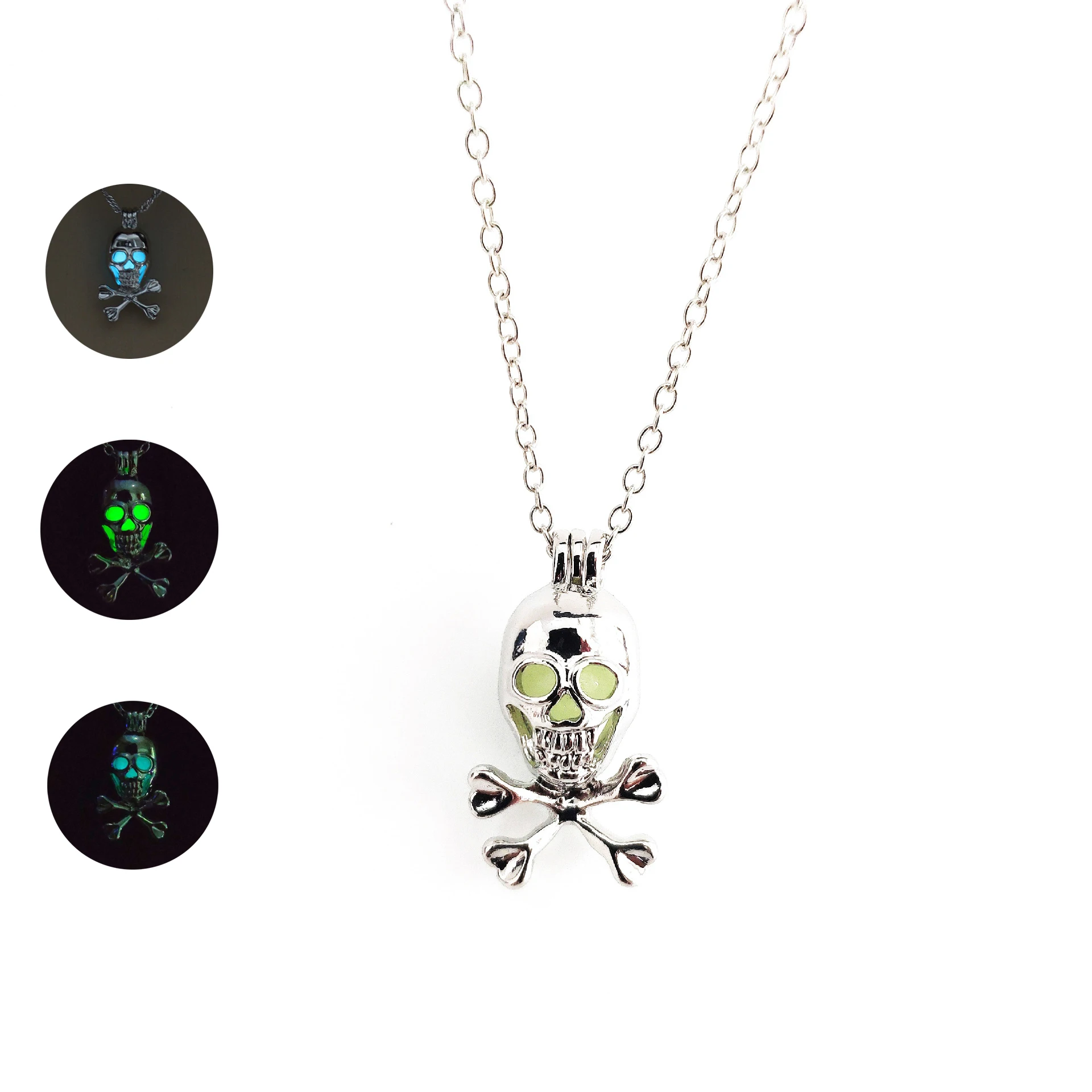 Светящееся ожерелье в виде пиратского черепа Мужская цепь стиле панк светящийся