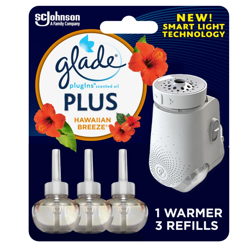 

PlugIns Plus, Air Freshener Starter Kit, Hawaiian Breeze, 1 Warmer and 3 Refills, 2.01 fl oz