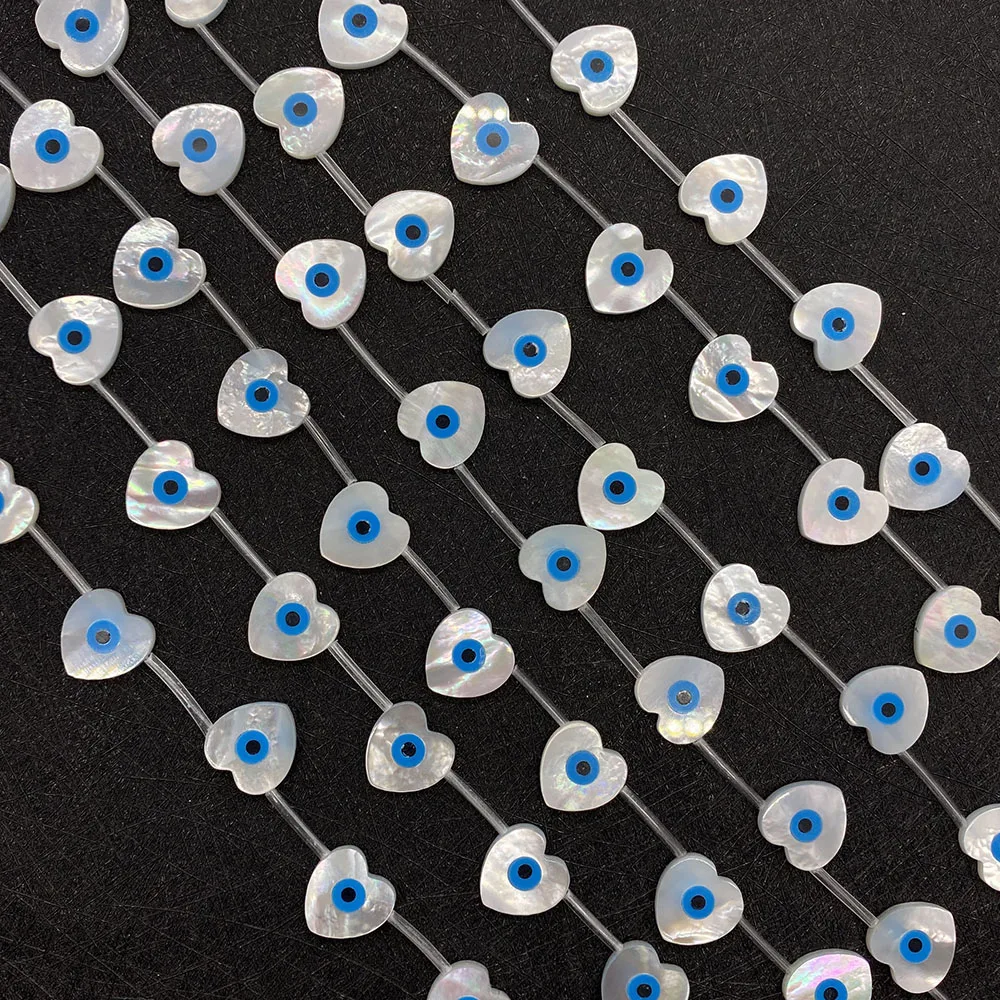 

3pcs Natural Sea Shell Beads Evil Eye Shell Peach Heart Horizontal Opening Loose Beads for DIY Jewelry Making Necklace Earrings