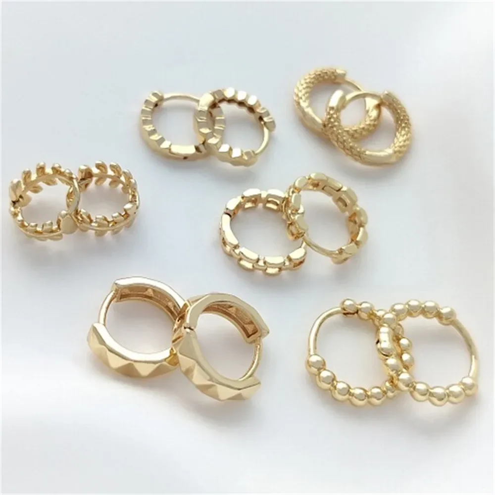 Серьги из золота 14 карат золотые бусины фасоль клетчатые листья винтажные серьги