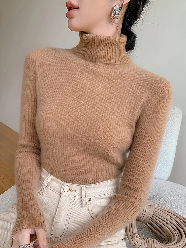 High-End Good-Looking Turtleneck sweater Women 2024 Autumn New Inner wear Slim fit Slimming Knitted Thickened Bottoming Shirt