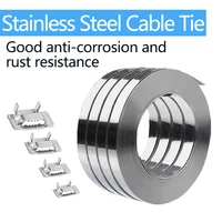 304 Stainless Steel Cable Tie Reel Self-Locking Zip Cable Tie Buckle Electric Box Industrial Pipeline Tooth Buckle Connector