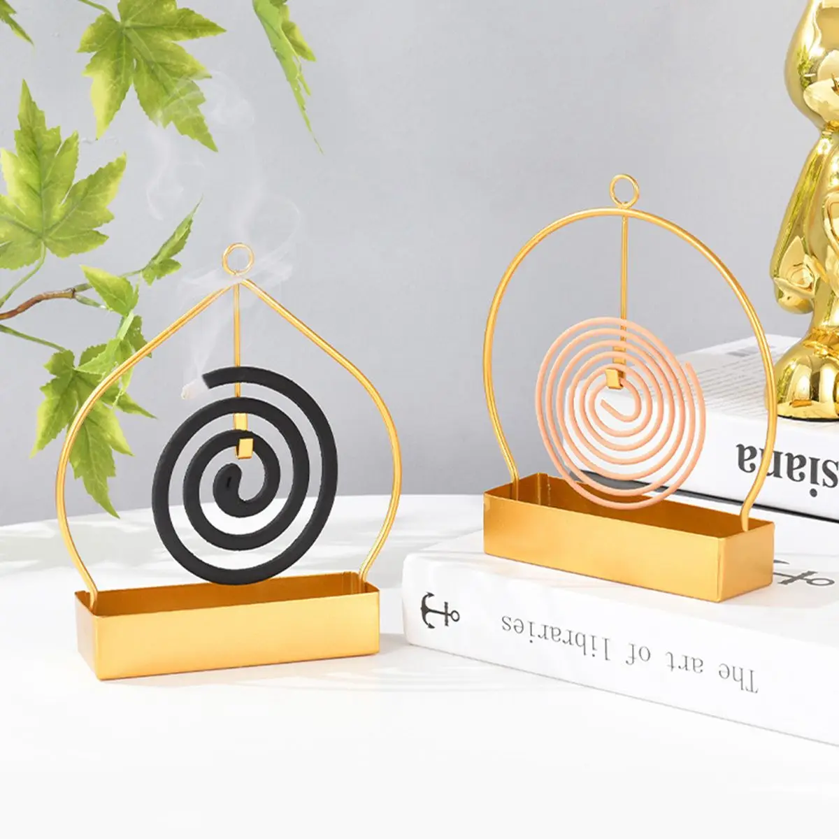 

Patio Outdoor Indoor Nordic Iron Decorative Insect Coil Frame Mosquito Coil Holder Incense Stand Bug Repellent Rack