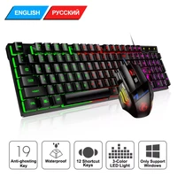 rgb gaming keyboard gamer keyboard and mouse with backlight usb 104 keycaps wired ergonomic russian keyboard for pc laptop