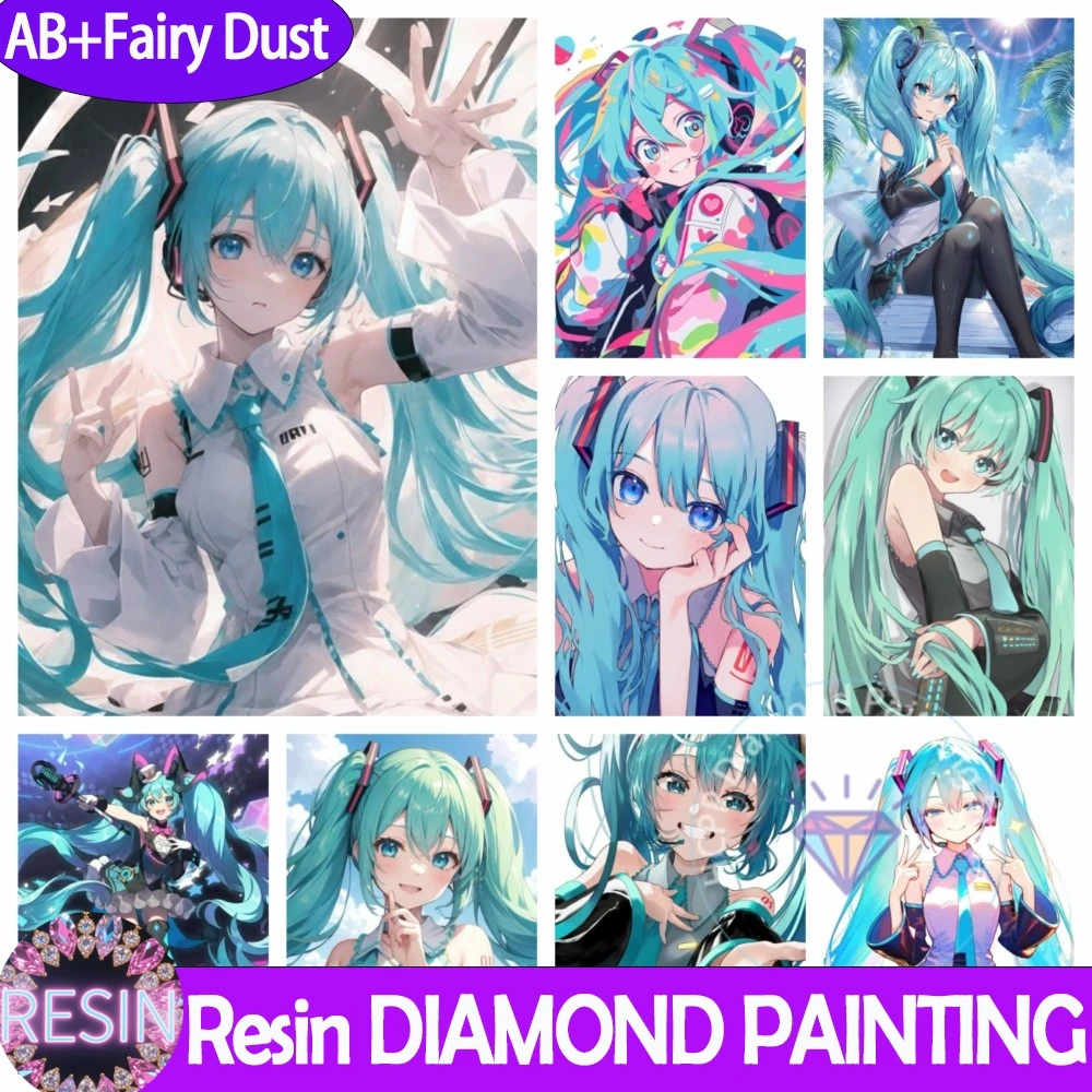 Фото Смола AB Фея пыль 5D DIY H-Hatsune M-Miku Singer Набор алмазной живописи Алмазная вышивка крестиком Ручная работа Художественный подарок Ремесла Домашний декор №1
