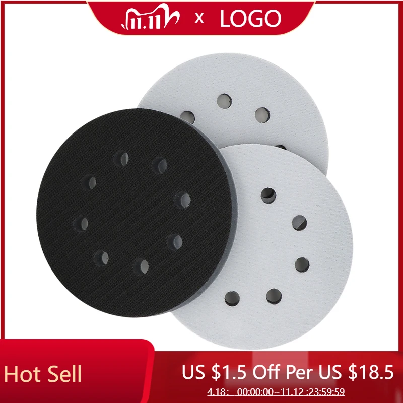 

5 Inch 125mm 8 Holes Sanding Pad Soft Sponge Interface Polishing Disc Hook&Loop Protective Pad Cushion Buffer Backing Pad