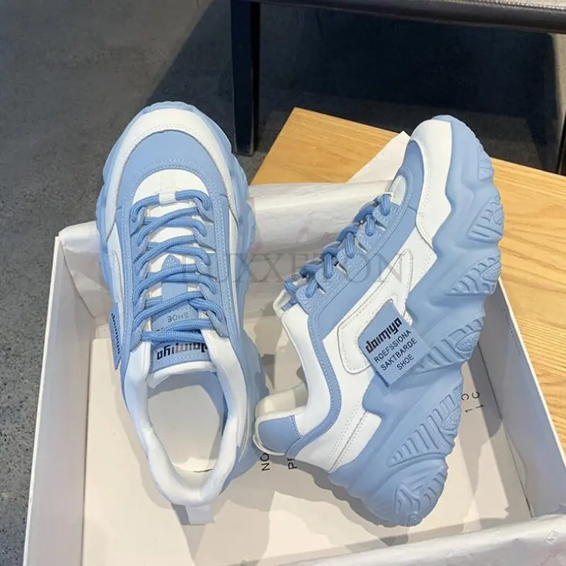 

Vulcanize Shoes Women Designers Platform Blue Pink Sneakers for Ladies Casual Zapatillas Chunky Mujer