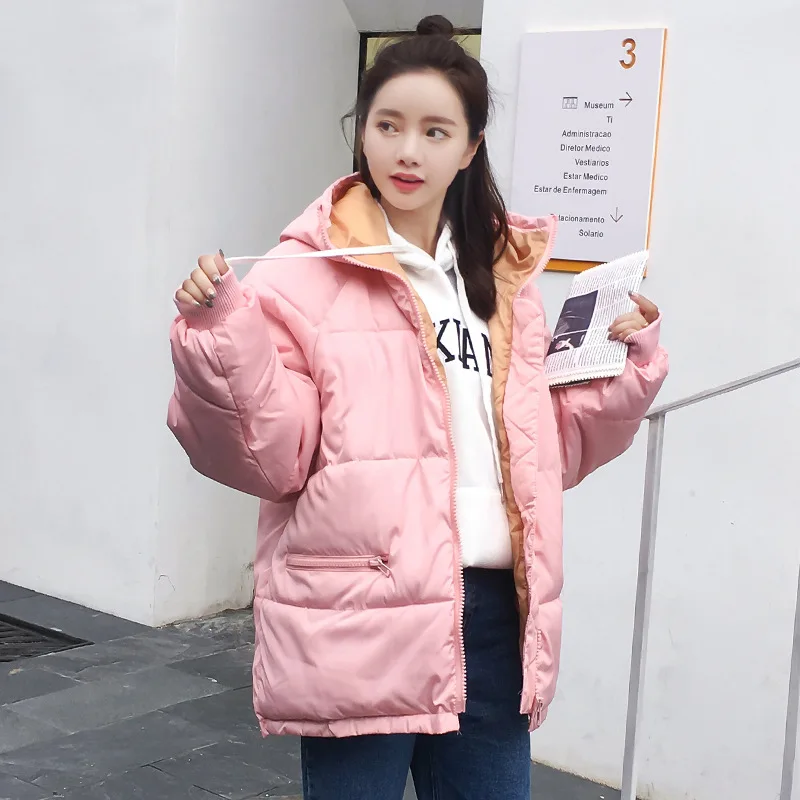 Women Hooded Warm Winter Solid Fashion Cotton Padded Jackets New Female Zipper Plus Velvet Plush Jacket Short Overcoat Parkas
