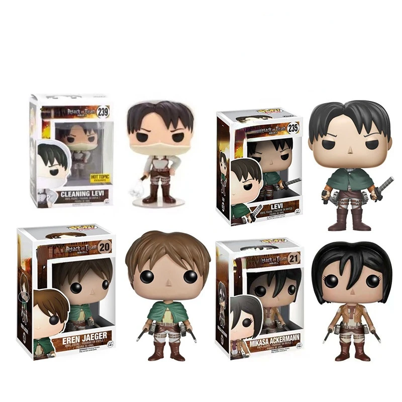 

1Set 4Pcs Anime Attack On Titan Figure Eren Mikasa Cleaning Levi Attack On Titan Action Figure Q Version Toys Collection Dolls