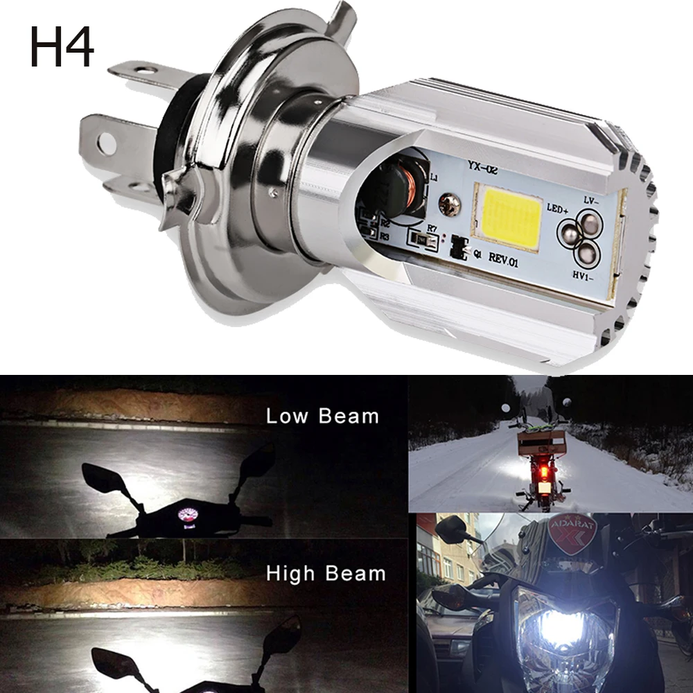 12v Hs1 h4 светодиодная лампа для мотоцикла скутера белая 6000k фара H4 мопеда