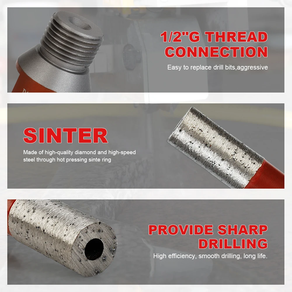 1 шт. 10 мм 1/2 газовое спекание алмазная корончатая пила мрамор гранит кирпич