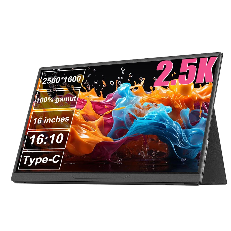 Фото LANLIPU 16-дюймовый портативный монитор 2,5K 16:10 IPS-экран с второй дисплеем HDMI Type-c для MAC/ноутбука/сотового телефона Xbox/PS4/5/переключателя №1