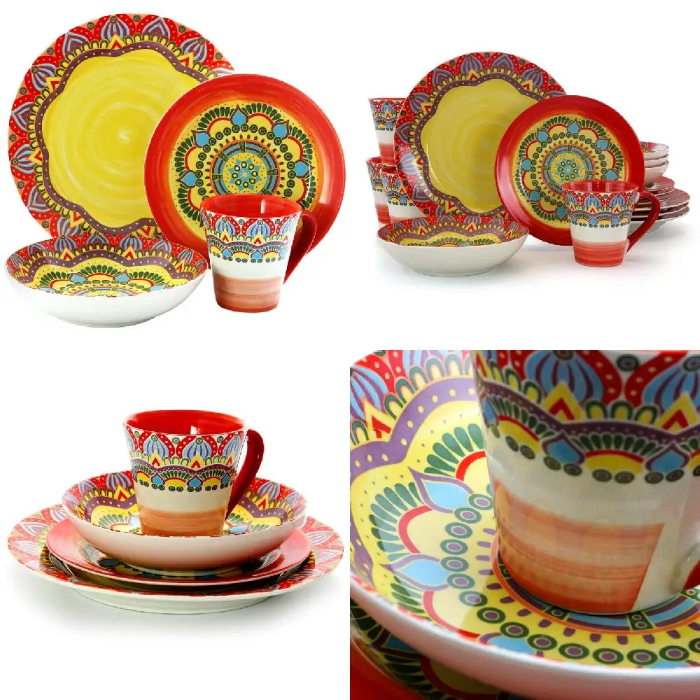 

. Уникальный стильный набор керамической посуды из 16 предметов с красным мозаиком для прочного сервировки и удовольствия от еды.