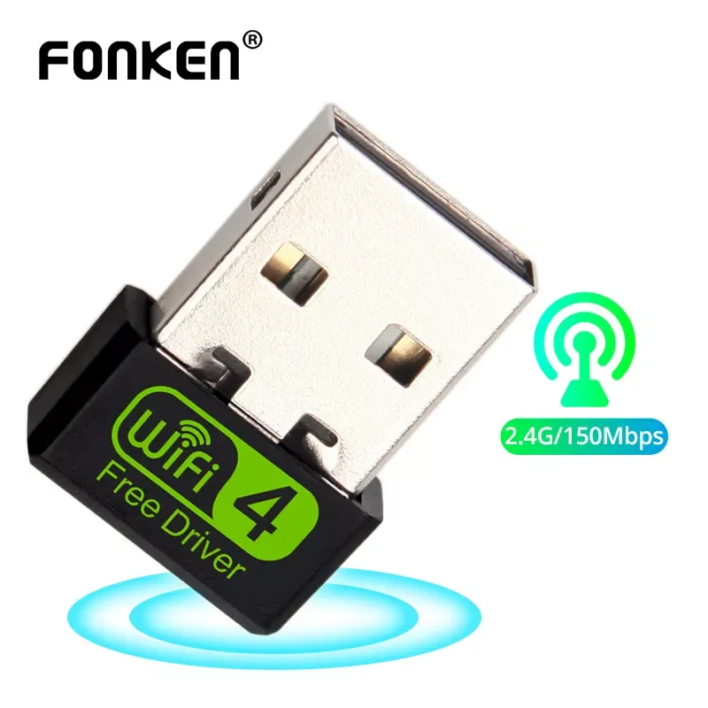 

FONKEN USB Wifi Adapter For PC 802.11n 2.4G 150M Wireless Lan Ethernet Dongle Adapter Computer Wi-Fi Accepter PC Accessories