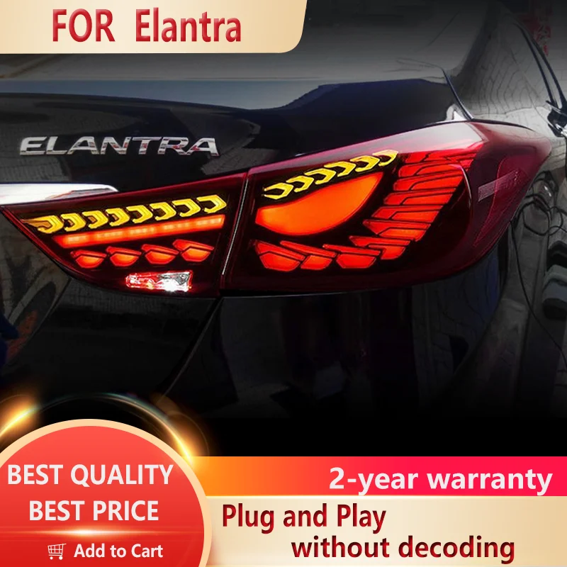 

Задний фонарь для Hyundai Elantra 2012-2017, светодиодный задний фонарь, задний фонарь DRL, динамический сигнал, стоп-сигнал, задние аксессуары