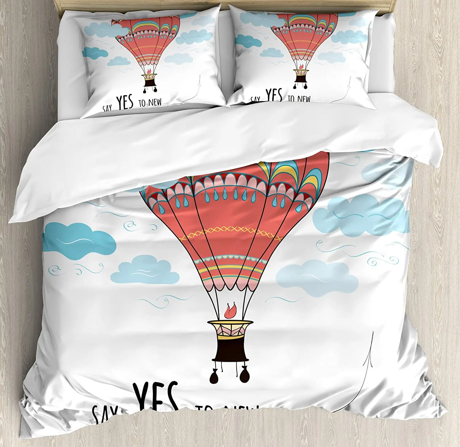 

Cartoon Bedding Set For Bedroom Bed Home Inspirational Quote Say Yes to New Adventures Cu Duvet Cover Quilt Cover And Pillowcase