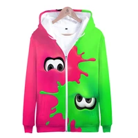 game splatoon hooded zipper sweatshirt menwomen red green coats print splatoon 3d hoodies zipper streetwear fashion sweatshirts