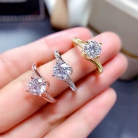 meibapj 1 carat white moissanite diamond trend ring for women 925 sterling silver fine wedding jewelry