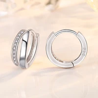 wholesale s925 silver needle women fashion jewelry high quality crystal zircon rose gold color hollow simple hoop earrings