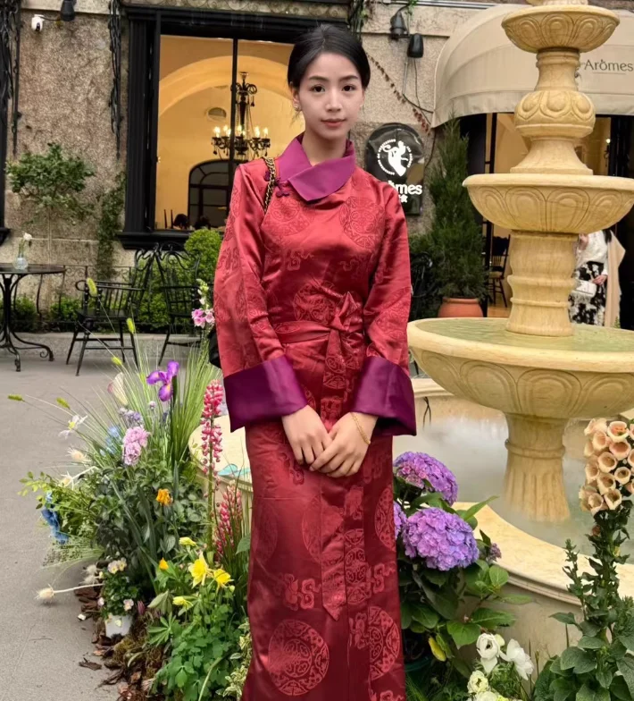 Китайское тибетское женское платье бола в стиле ретро сизанг