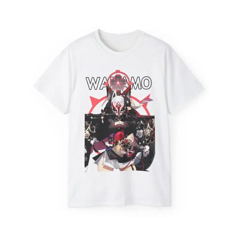 Вакамо голубая архивная рубашка веер унисекс Ультра хлопковая футболка