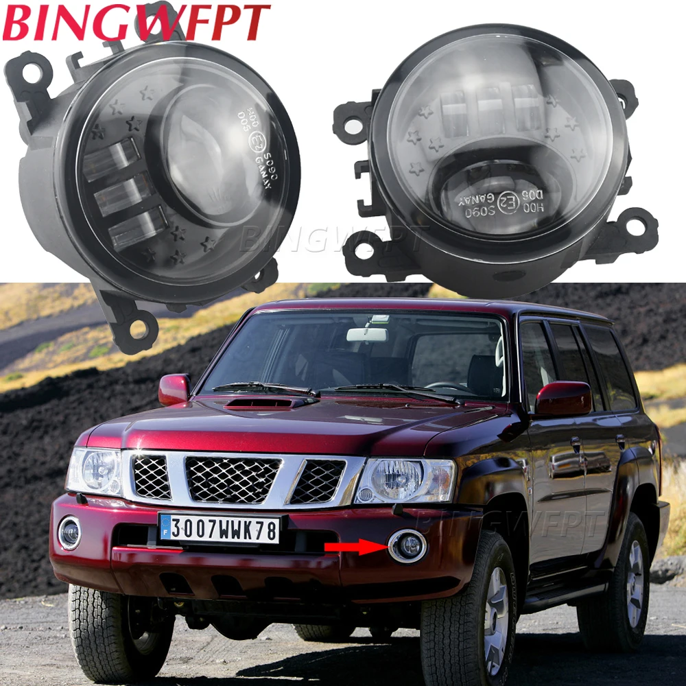 Фото Противотуманные фары, светодиодные противотуманные фасветильник для Nissan Navara D40 Pathfinder R51 Note E11 Xterra Pixo UA0 Leaf патруль Y61 2005-противотуманные фары ... №1