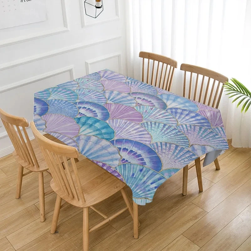 

Waterproof tablecloth, seashell beach print, holiday party decoration, kitchen table decoration, rectangular table cover