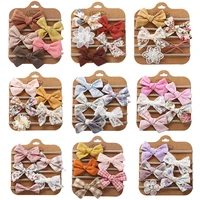 2022 new baby headband cute girls bows head band elastic sweet lace printed hairband set babies hair accessories 5pcslot