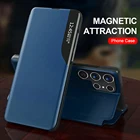 Кожаный флип-чехол smart view для телефона, чехол для samsung galaxy s 22 s22 ultra pro plus s22ultra s22 с магнитной подставкой