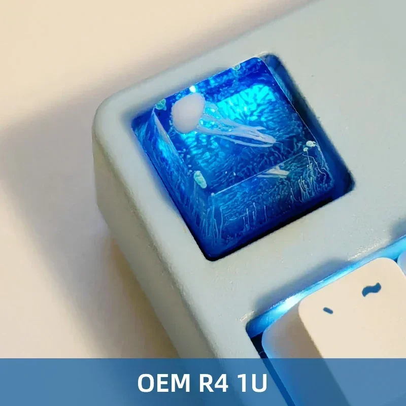 Фото Кастомные синие кейкапы-медузы ECHOME из смолы, OEM-кейкапы для пробела и ESC для механических клавиатур, игровые аксессуары №5