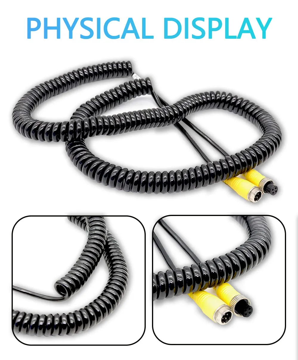 

SANAN 8M 4-контактный авиационный соединительный кабель, спиральный пружинный удлинительный кабель, видео- и аудиокабель для камеры видеонаблюдения, автомобильный монитор