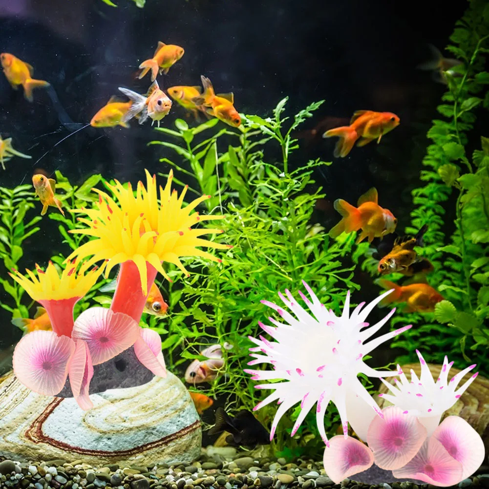 

Aquarium Decorations Silicone Simulation Coral Fish Tank Ornaments Landscaping Artificial Underwater Sea Plants Decor 9x7x8cm