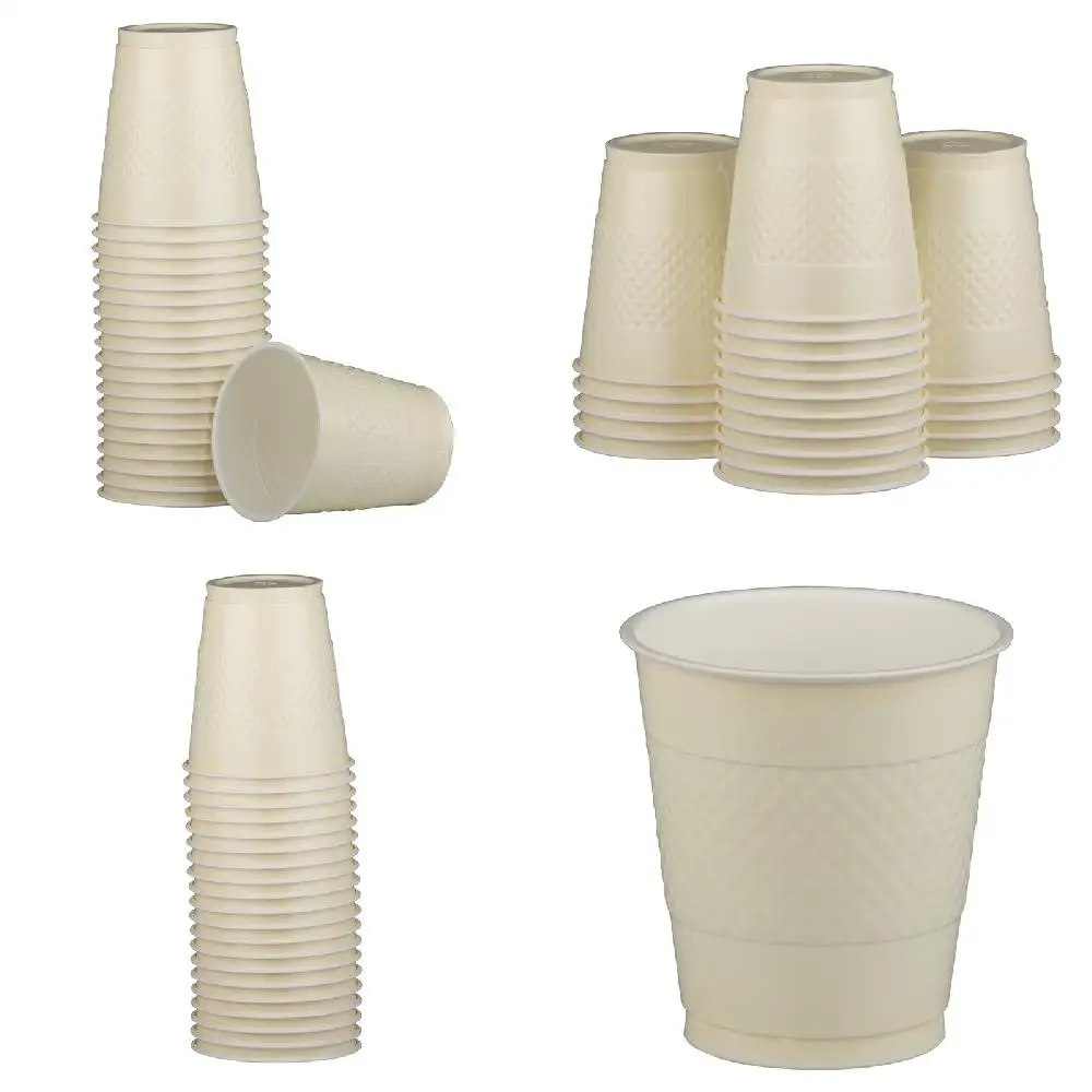 

Huge 200 Ivory Plastic Cups 12oz – Perfect for Parties, Events, Home & Office Use!