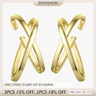 Женские серьги-клипсы в форме X ENFASHION, простые серьги-клипсы золотого цвета, бриллиантовые серьги без пирсинга, ювелирные изделия EC191068