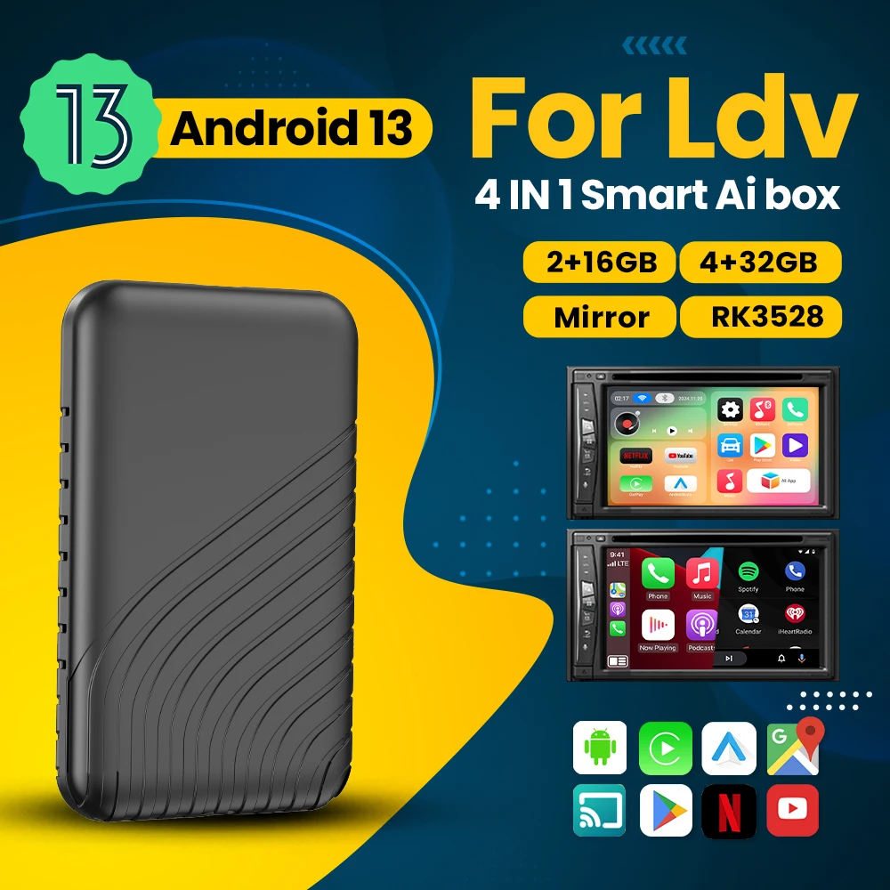 Android 13 беспроводной Carplay Auto для Netflix Youtube Global Langages Box Ldv G10 EV80 D90 T60 V80 ДОСТАВКА 9 eDELIVE