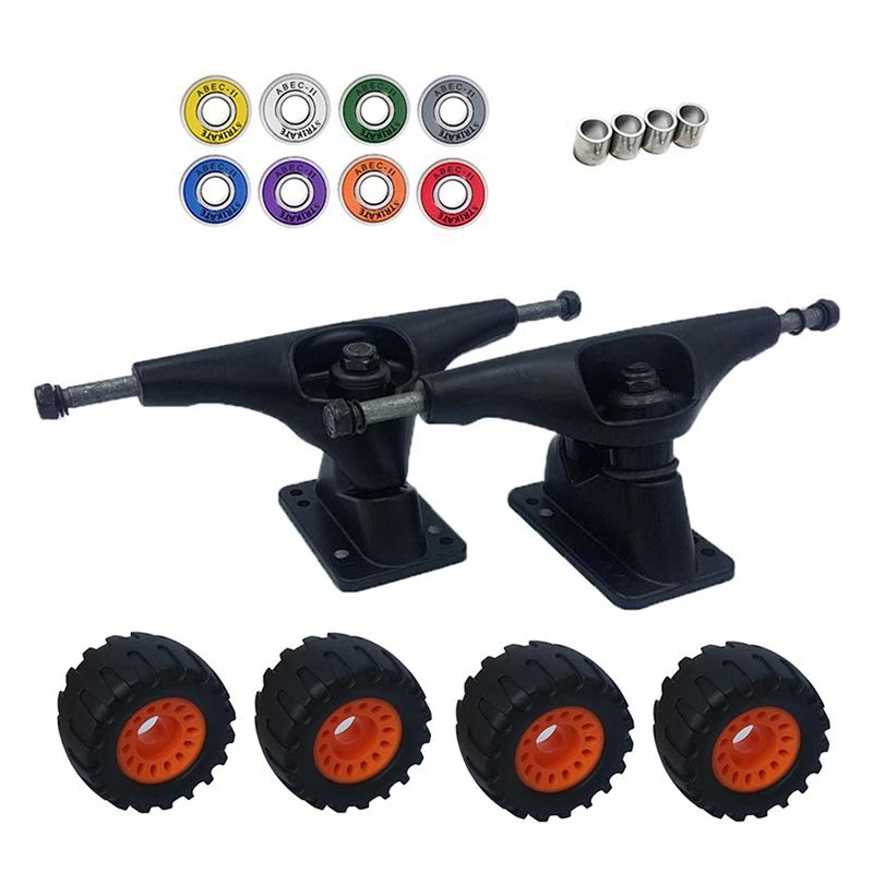 

STRIKATE Longboard Surf Truck 6.25Inch With 160Mm Axle 76Mm X 45Mm Offroad Rubber Wheels And ABEC-11 Bearing