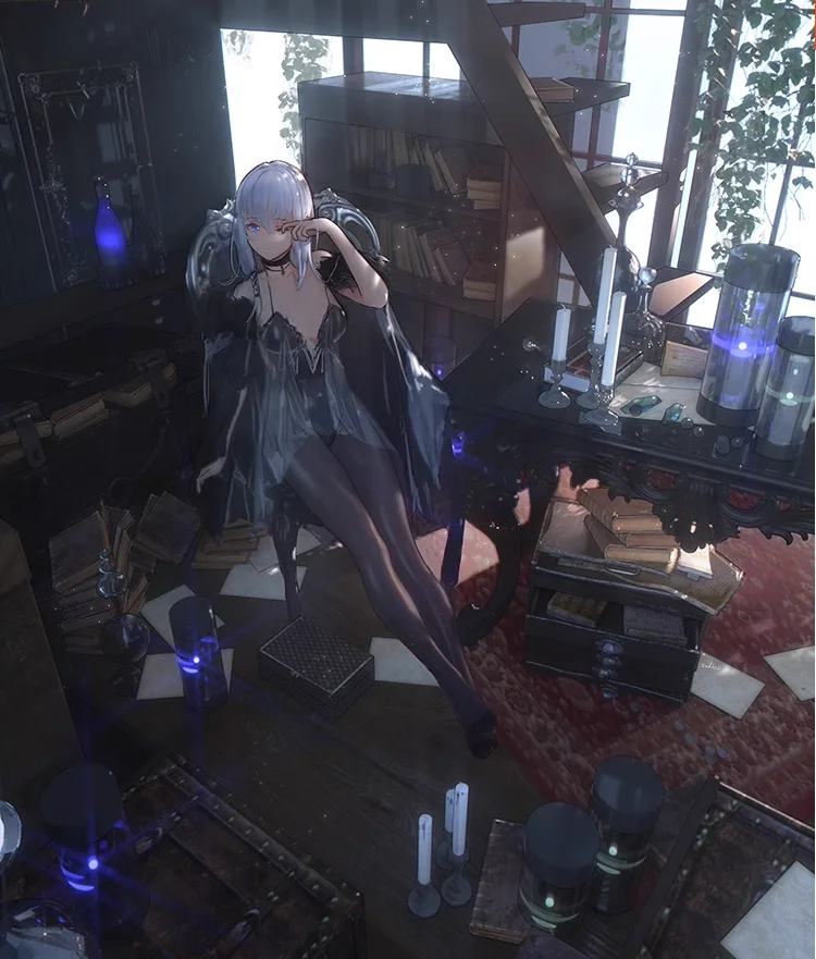 

27cm MAGIC ART Anime Beautiful Girl Figure Kneeling Sexy Dark Series Uniform Standing Lachesis Misty Anime Figure Doll Gift Toys