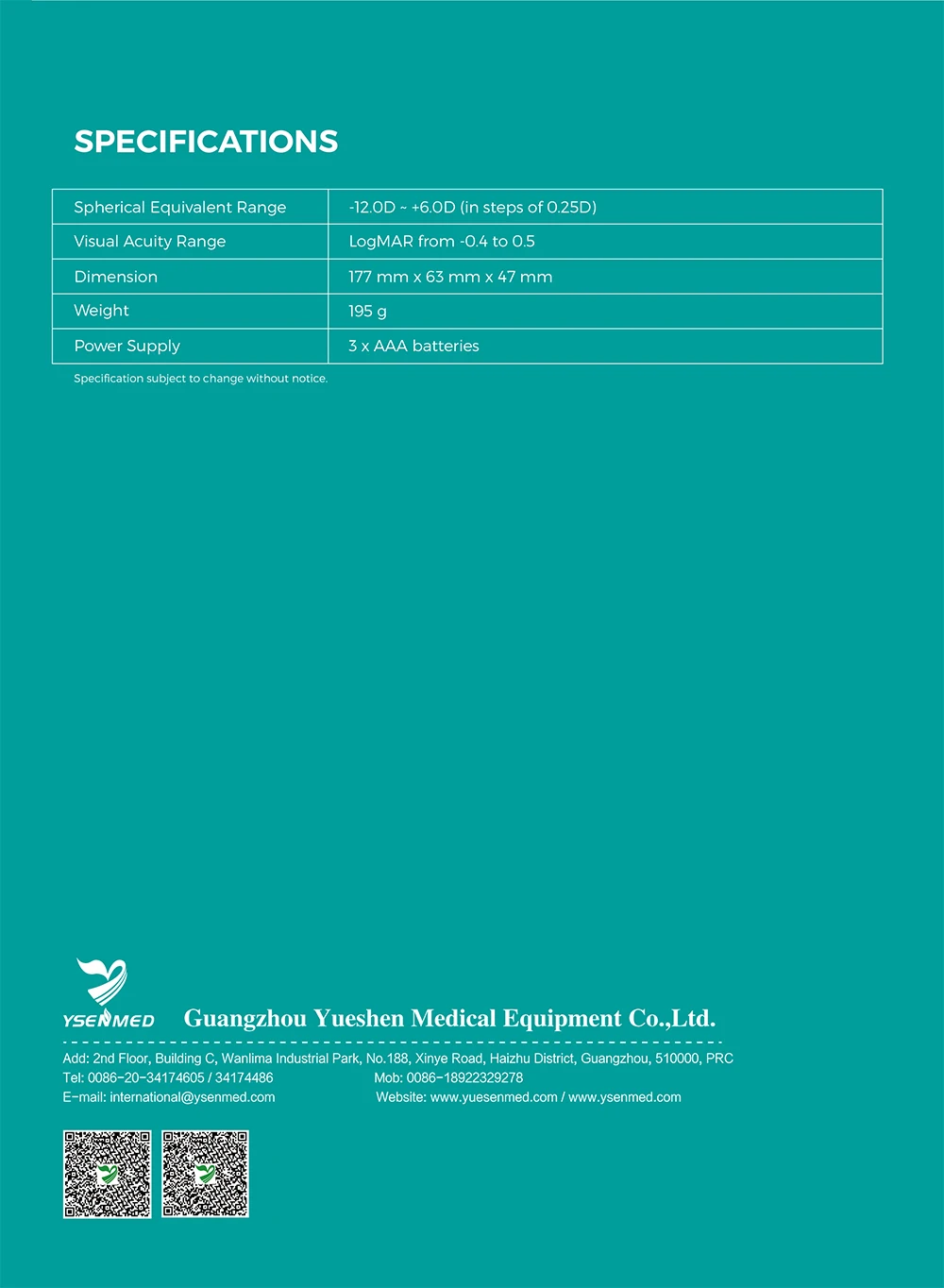 Портативный рефрактометр для глаз YSENT-iRef Ysenmed ручной цена офтальмология с