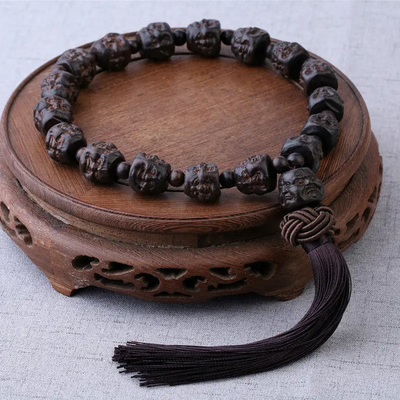 Agarwood Carving the Eighteen Disciples of the Buddha Beads Car Interior Decoration Pendant Safe Car Supplies Gift