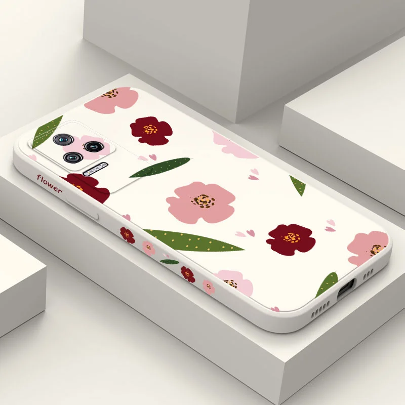 

Love Floral Phone Case For Xiaomi Poco M5 M5S X5 F4 X4 M4 F3 X3 M3 F2 X2 Pro C40 4G 5G GT Liquid Silicone Cover