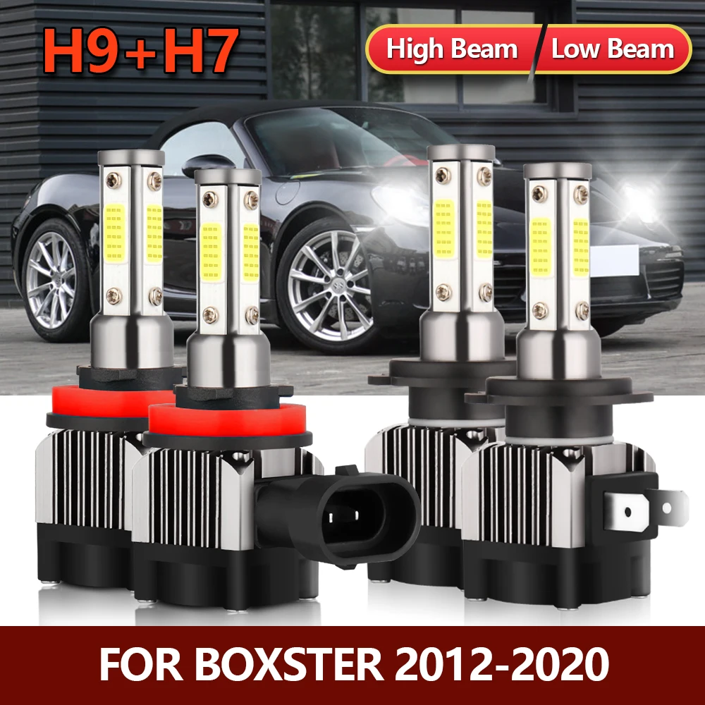 

4x светодиодный лампы для передних фар H9 High H7 Low Combo Четырехсторонние автомобильные передние лампы для Boxster 2012 2013 2014 2015 2016 2017 2018 2019