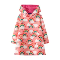 jumping meters new arrival rainbow print cotton hooded dresses for 2 7t kids clothes autumn spring childrens frocks girls dress