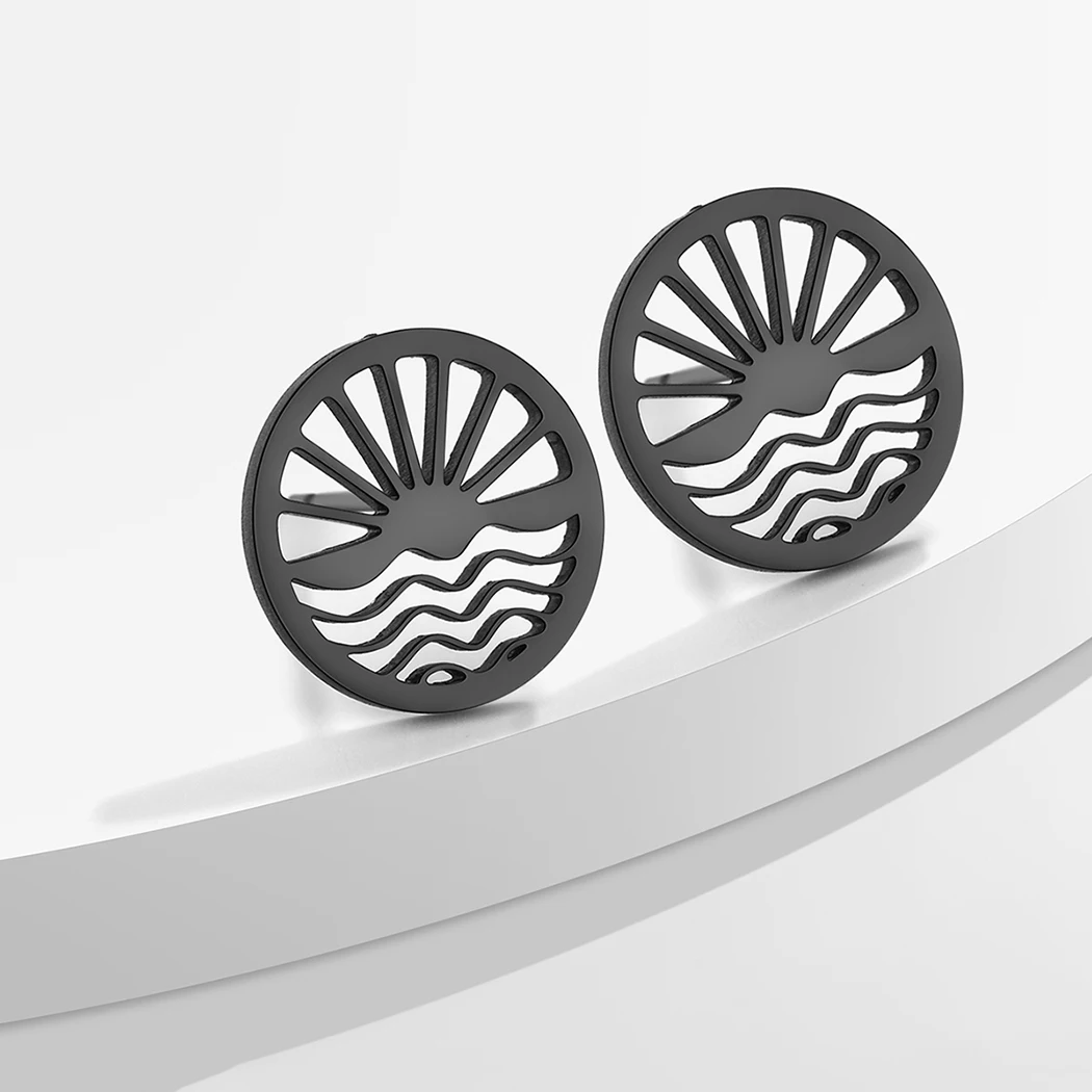 Простые серьги Cxwind с лазерной гравировкой модные из нержавеющей стали закатом