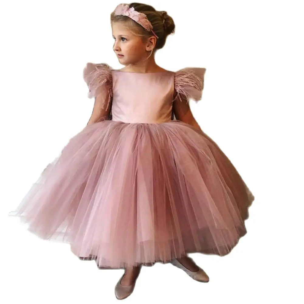 

Holy Communion Dresses White Flower Girl Dresses For Wedding Lace Appliques Beaded Pageant Gown Custom Made