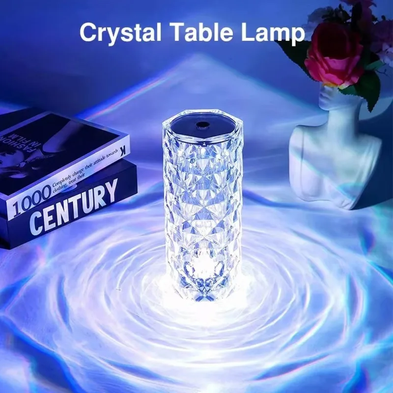 

Новинка, светодиодная яркая лампа в виде розы с кристаллами, настольное украшение для комнаты, эстетическое освещение бара с Usb-зарядкой и д...