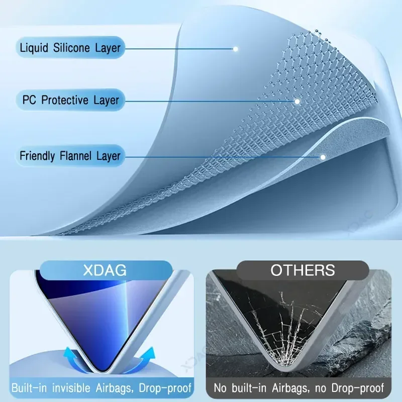 Роскошный квадратный жидкий силиконовый чехол для телефона с двойной подкладкой