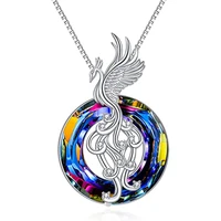 delicate phoenix bird necklaces for women dainty mythological phoenix colorful crystal pendant necklace engagement jewelry gifts